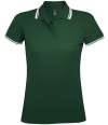 10578 Lds Pasadena SOL'S Ladies Pasadena Tipped Cotton Piqué Polo Shirt Forest Green / White colour image